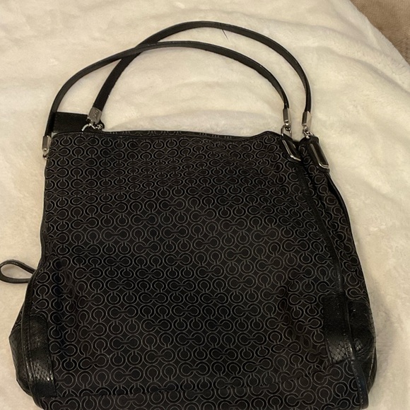 Coach Handbags - Coach Black Signature Pattern Shoulder Bag